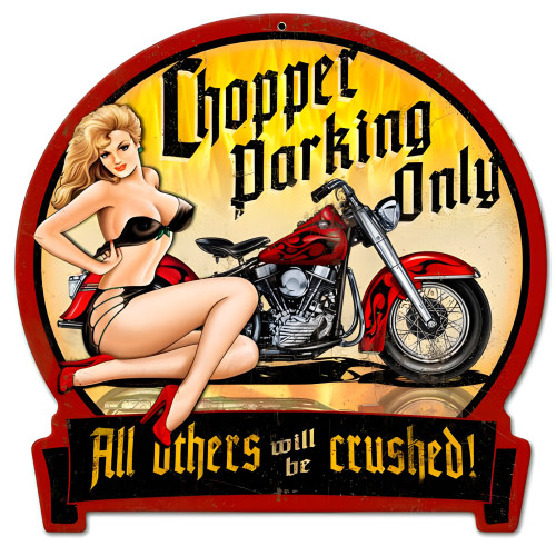 Chopper Parking Metal Sign - 16" x 15"