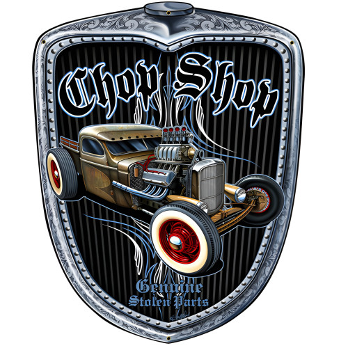 Chop Shop Grill Metal Sign - 15" x 18"