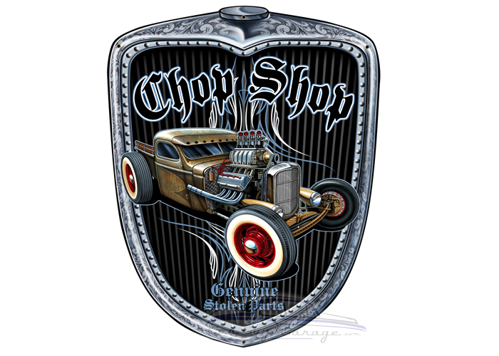 Chop Shop Grill Metal Sign - 15" x 18"