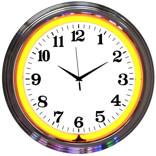 Chrome Orange Neon Clock