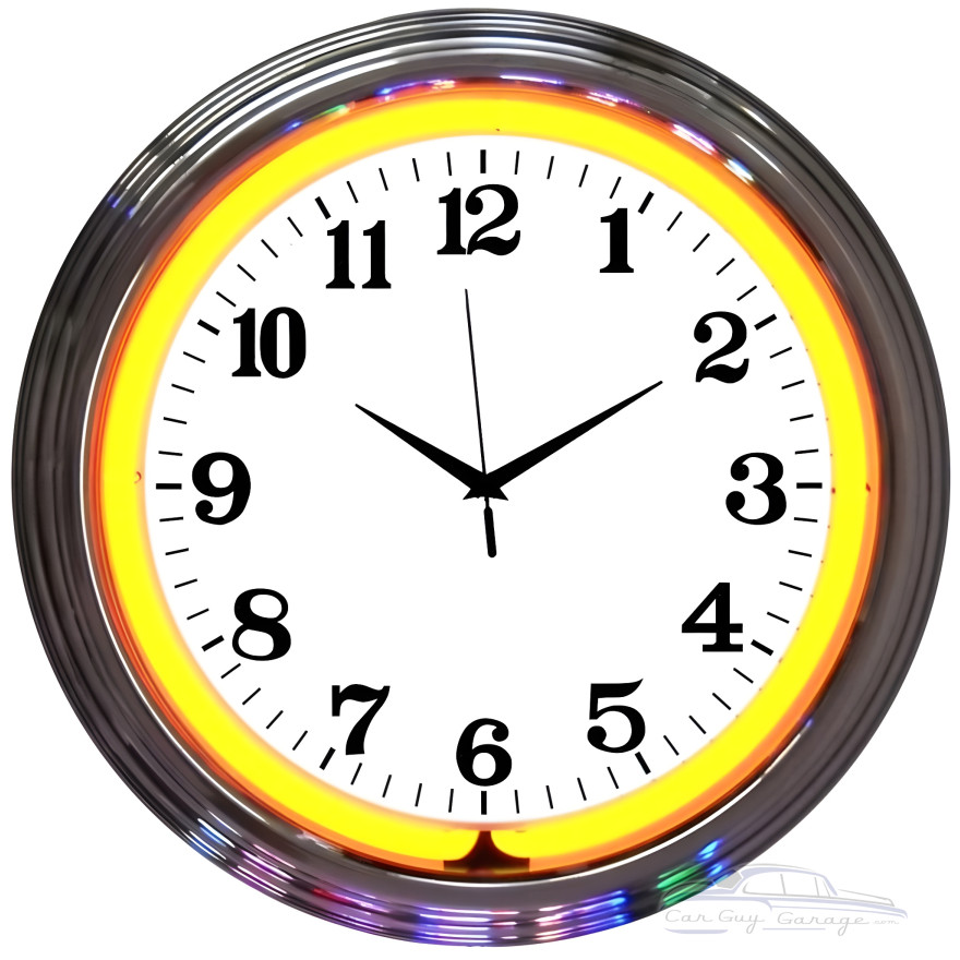 Chrome Orange Neon Clock Chrome Orange Neon Clock