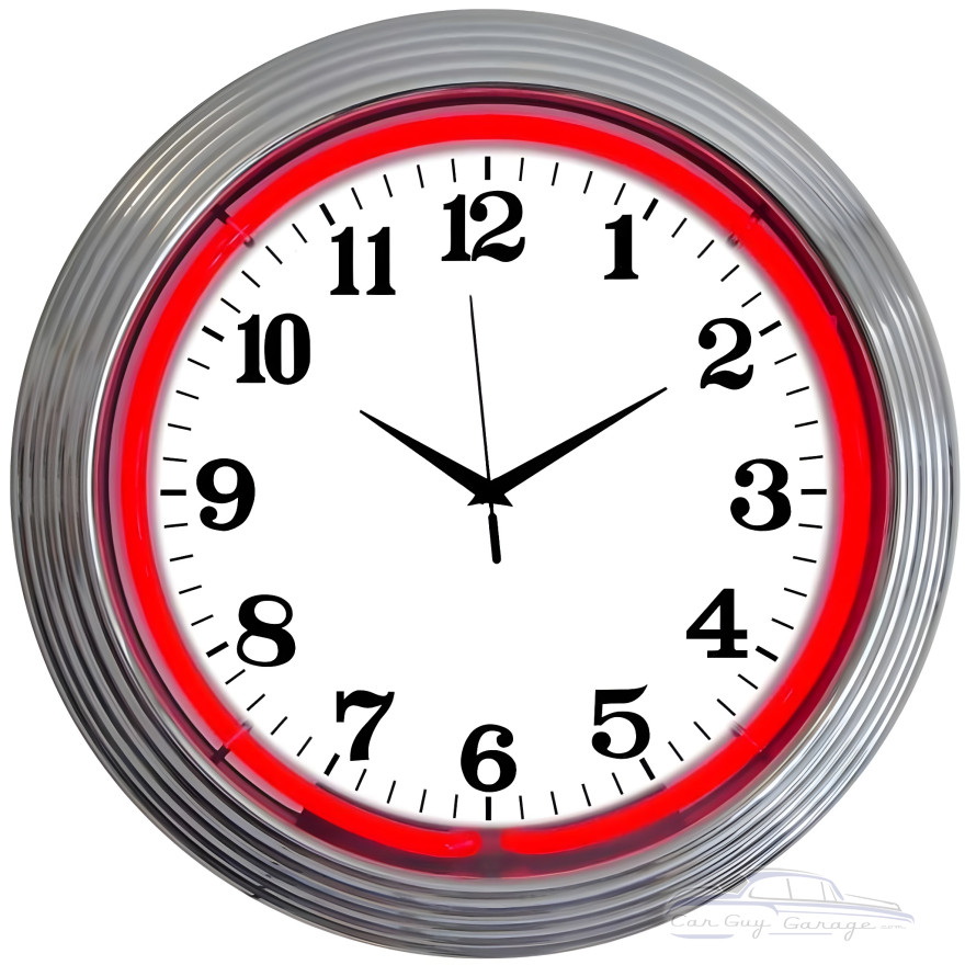 Chrome Red Neon Clock Chrome Red Neon Clock