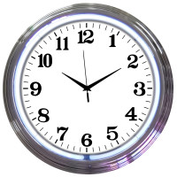 Chrome Art Deco White Neon Wall Clock - 15