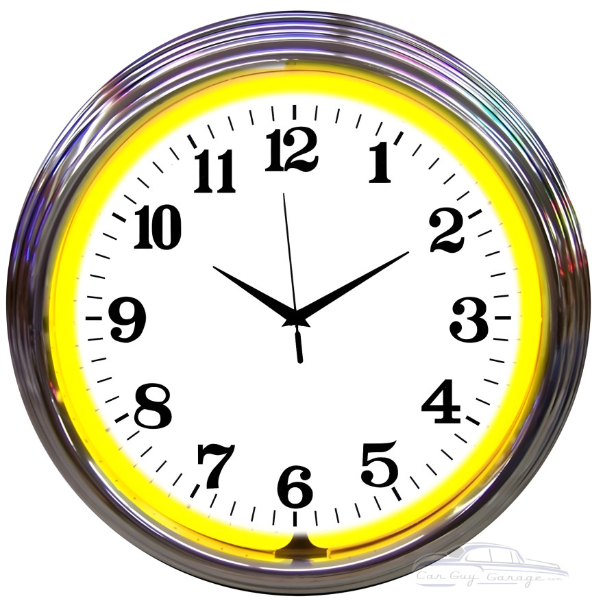 Chrome Yellow Neon Clock Chrome Yellow Neon Clock