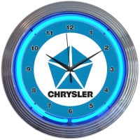 Chrysler Pentastar Blue Neon Garage Wall Clock - 15" Round