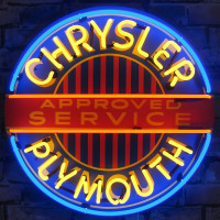 Chrysler Plymouth Approved Service Neon Sign - 24" Round
