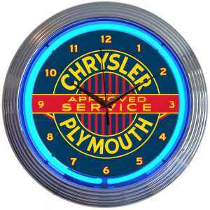 Chrysler Plymouth Approved Service Mopar Neon Wall Clock - 15" Round