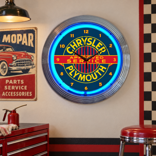 Mopar Neon Clock - Chrysler Plymouth Service 15 Inch