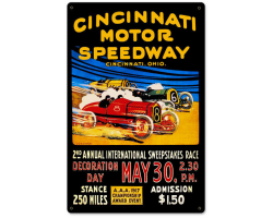 Cincinnati Motor Speedway Metal Sign - 12" x 18"