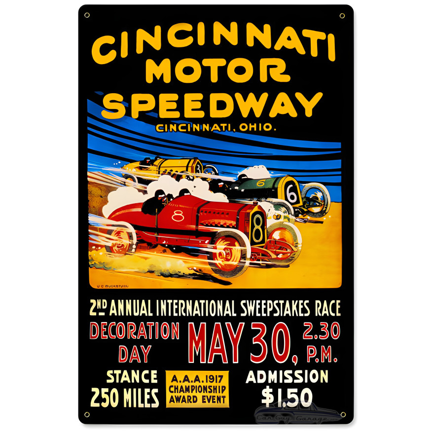 Cincinnati Motor Speedway Metal Sign - 12" x 18"