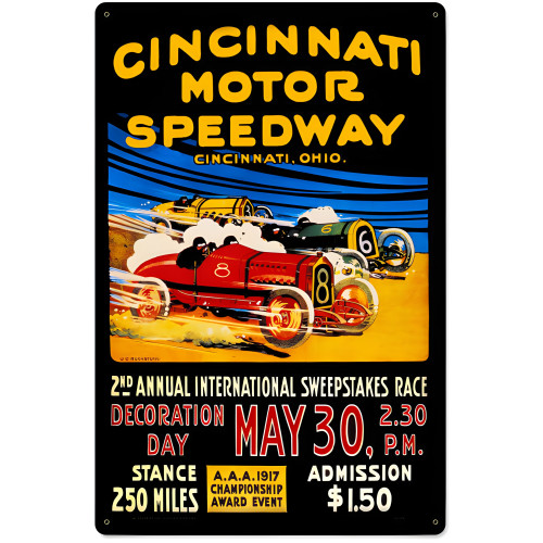 Cincinnati Motor Speedway Metal Sign - 16" x 24"