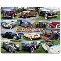 Classic Car Collage Vintage Metal Sign - 15" x 12"