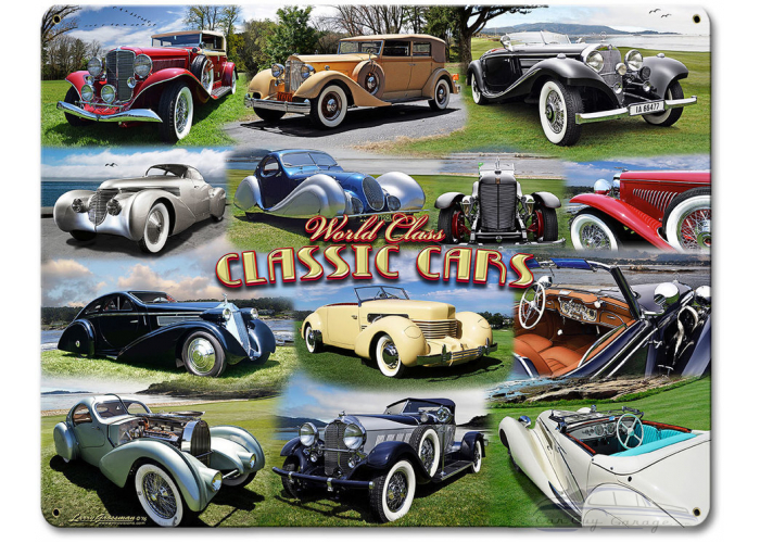 Classic Car Collage Sign - 15" x 12"