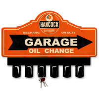 Classic Hancock Gasoline Key Hanger Metal Sign - 14" x 10"