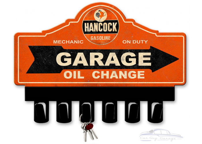 Classic Hancock Gasoline Key Hanger Metal Sign