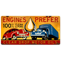 Clear Drop Oil Metal Sign - 36" x 18"