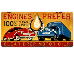 Clear Drop Oil Metal Sign