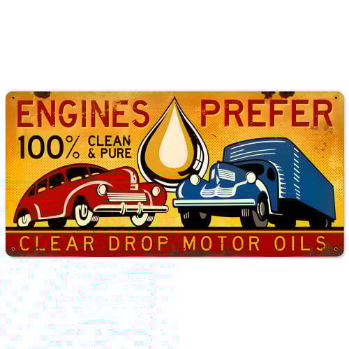 Clear Drop Oil Metal Sign - 36" x 18"