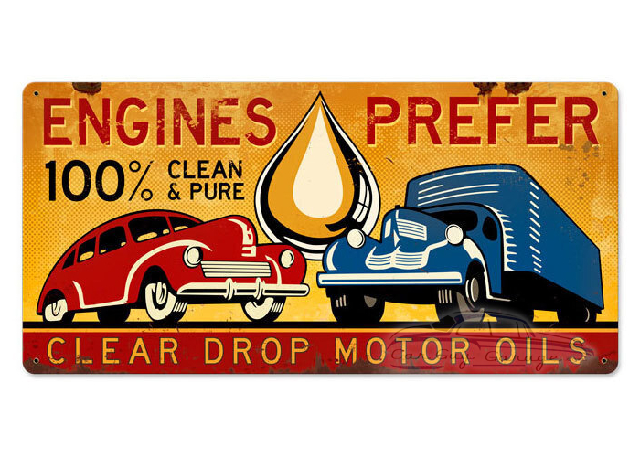 Clear Drop Oil Metal Sign - 36" x 18"