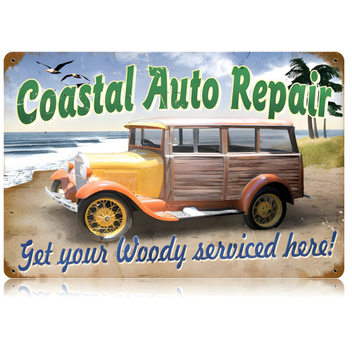 Coastal Auto Metal Sign - 18" x 12"