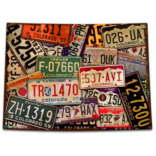 Colorado License Plates Metal Sign - 15" x 11"