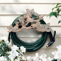 Copper Verdi Birds & Nest Wall-Mount Aluminum Garden Hose Holder