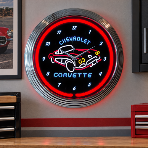 Corvette Neon Clock - Chevrolet C1 15 Inch Wall Clock