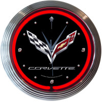 Chevrolet Corvette C7 Stingray Red Neon Wall Clock - 15" Round