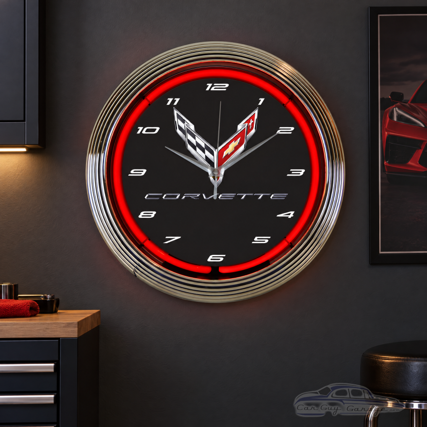 Chevrolet Corvette C8 Next Generation Neon Wall Clock - 15 Inch
