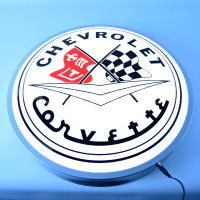 Chevrolet C1 Corvette Crossed Flags LED Lighted Sign - 15