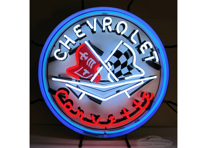 C1 Corvette Neon Sign With Blue Outer Ring