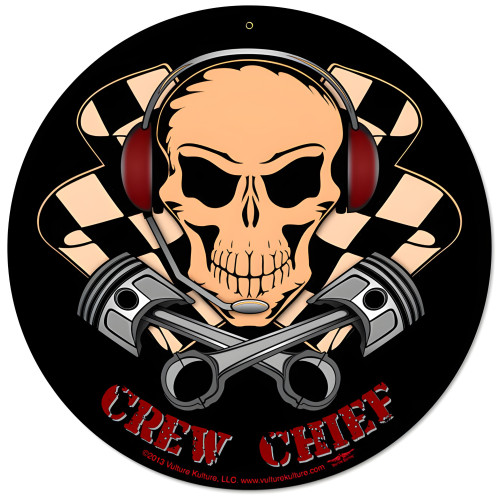 Crew Chief Metal Sign - 14" Round