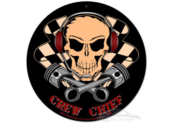 Crew Chief Metal Sign - 14" Round