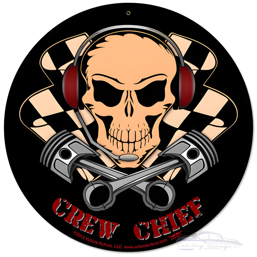 Crew Chief Metal Sign - 14" Round