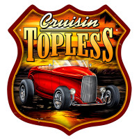 Cruisin Topless Metal Sign - 15" x 15"