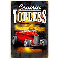 Cruisin Topless Metal Sign - 12" x 18"