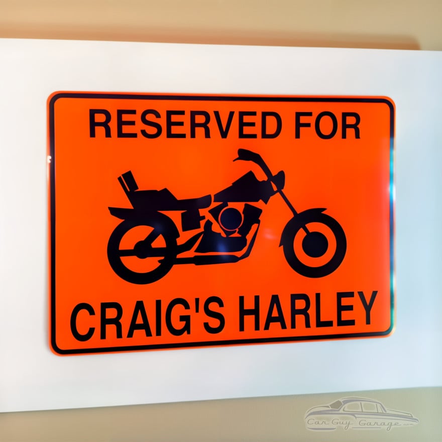 Personalized Reserved Motorcycle Parking Sign - Aluminum