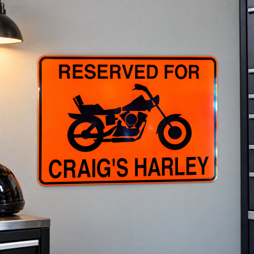 Personalized Reserved Motorcycle Parking Sign - Aluminum