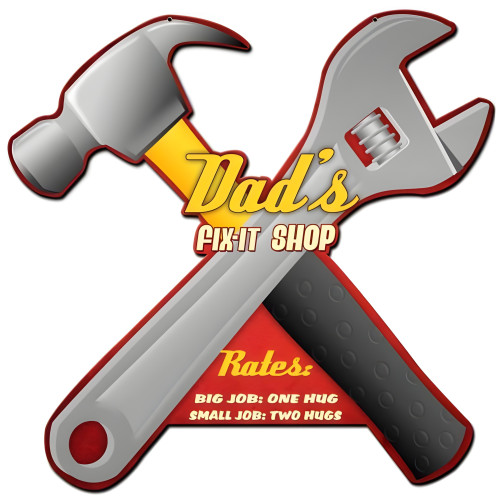 Dad's Fix It Shop Metal Sign - 24" x 20"