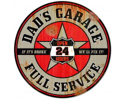 Dad's Garage Metal Sign - 14" Round