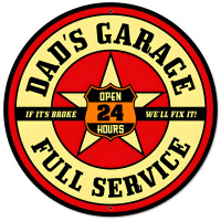 Dad's Garage Metal Sign - 28" Round