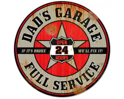 Dad's Garage Metal Sign - 28" Round