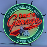 Dad's Garage Neon Sign With Backing