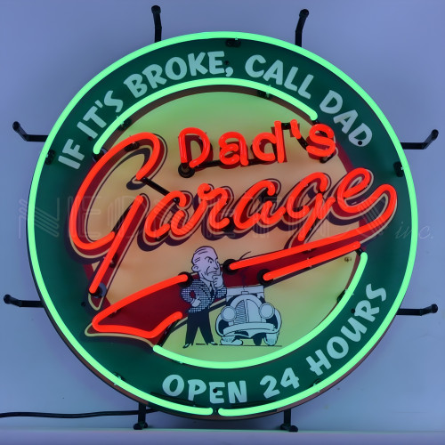Dad's Garage Neon Sign With Backing