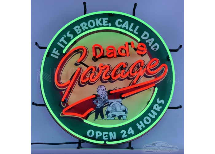 Dad's Garage Neon Sign With Backing