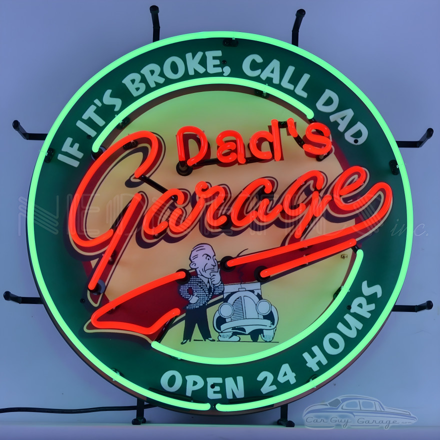 Dad's Garage Neon Sign With Backing Dad's Garage Neon Sign With Backing