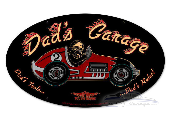 Dad'S Garage Racecar Metal Sign