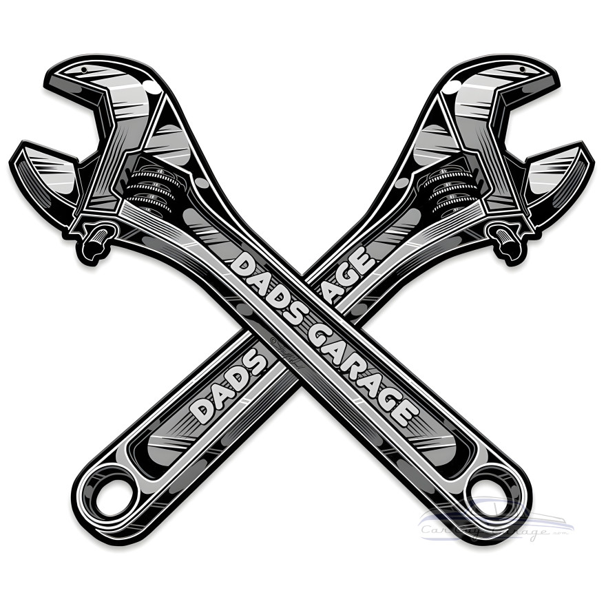 Dad's Garage Wrench Metal Sign - 18" x 15"