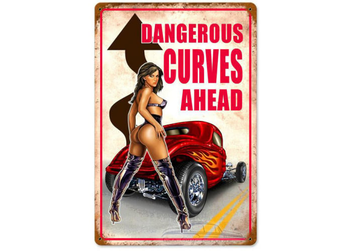 Dangerous Curves Metal Sign - 12" x 18"