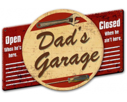 3-D Dad's Garage Metal Sign - 22" x 15"